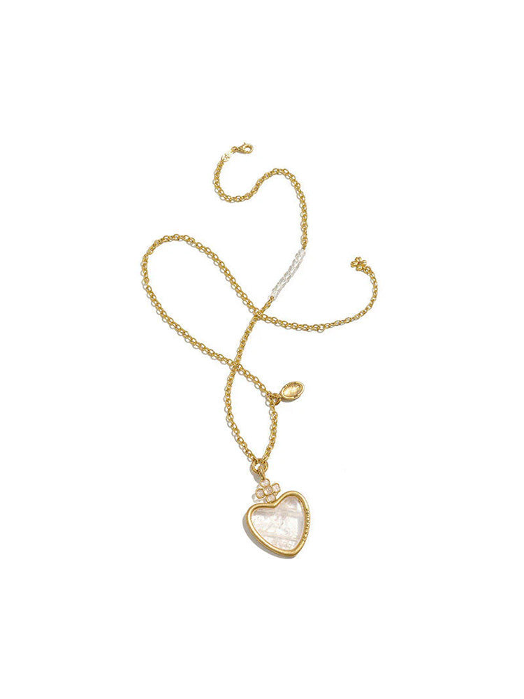 tokokkino “Sea Heart” White Crystal Heart-Shaped Necklace