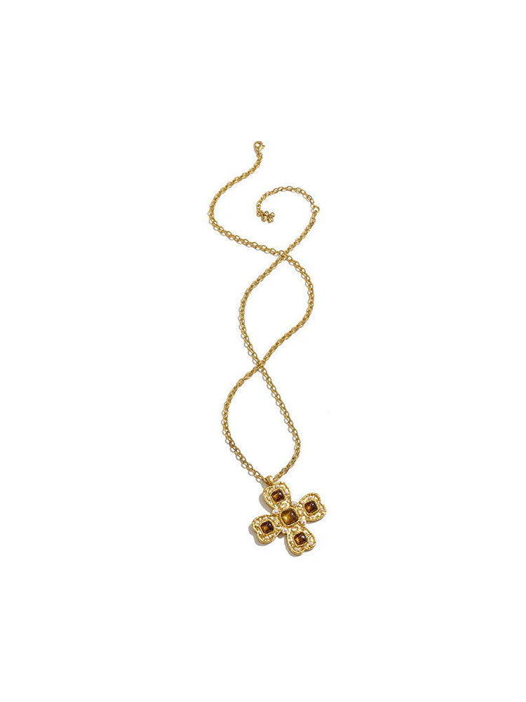 tokokkino “Polyphonic” Retro Two-Tone Bow Flower Long Necklace