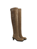 Slouchy Buckled Stiletto Knee Boots