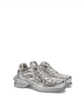 Limited Edition Silver Calfskin Soccer-Inspired Casual Sneakers