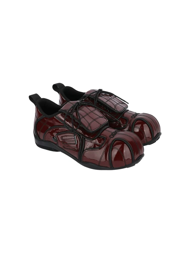 Retro Red-Brown Fold-Over Sneakers