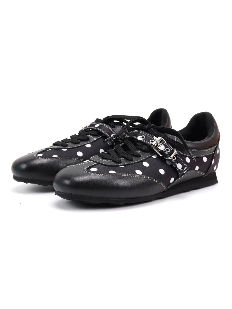 OZA GLOBAL FASHION DESIGNER BRAND Polka-dot Decorated Dress Shoes: Round-Toe, Flat, Genuine Leather Loafers—Comfortable and Minimalist