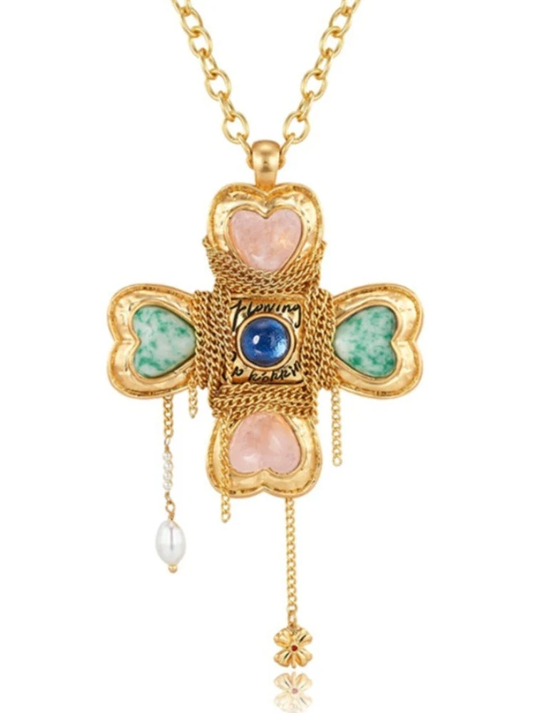 TOKOKKINO Crystal-Wrapped Chain Flowing Bow Necklace