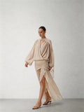 CNLEEWEI Two-Piece Fringed Sheer Chiffon Top