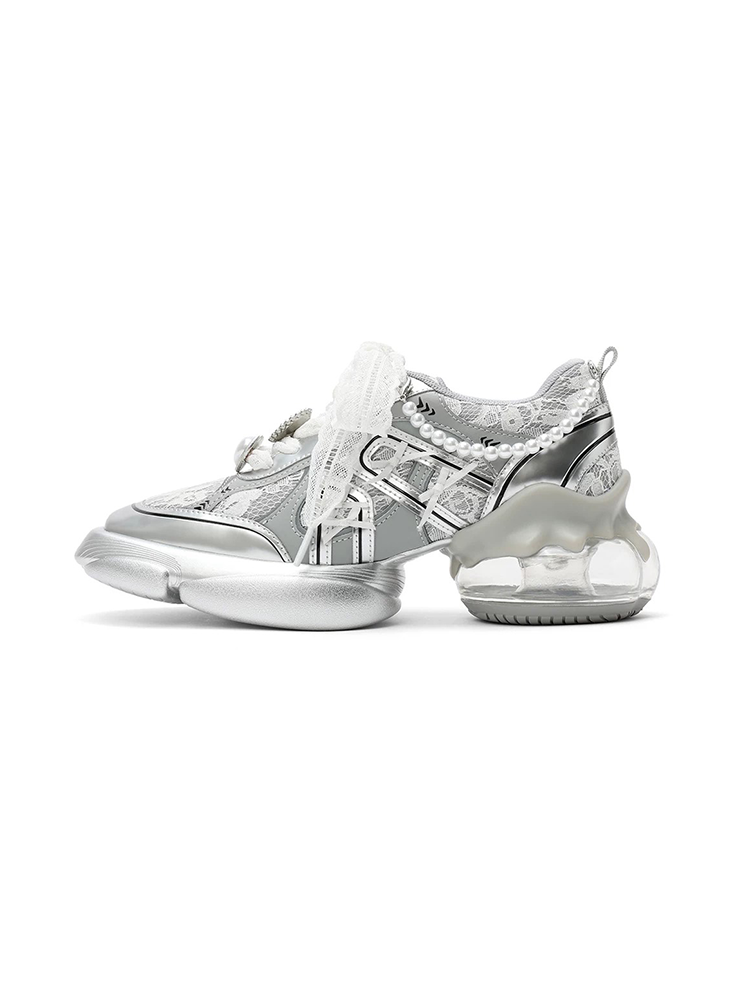 Metallic Mesh Chunky Sneakers
