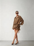 CNLEEWEI Anti-Wrinkle Leopard-Print Jacquard Loose-Fit Premium Long-Sleeve Shirt