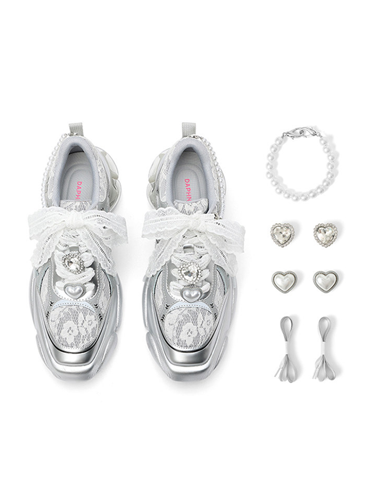 Metallic Mesh Chunky Sneakers