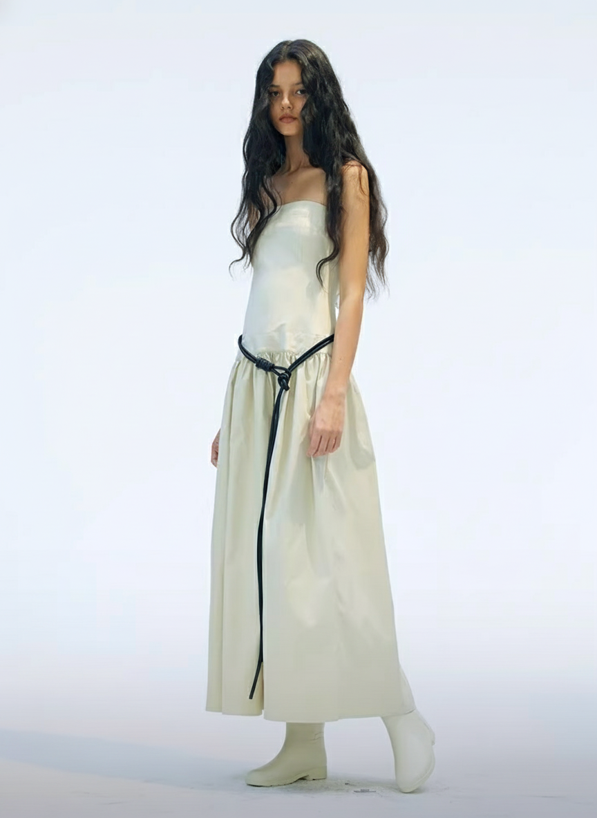 MEDIUM WELL Shimmering Pleated Sling Dress