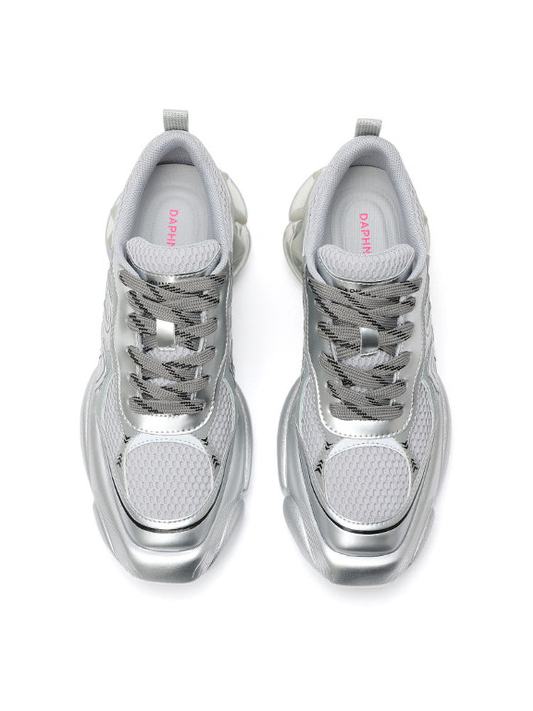 DAPHNE LAB Metallic Mesh Chunky Sneakers