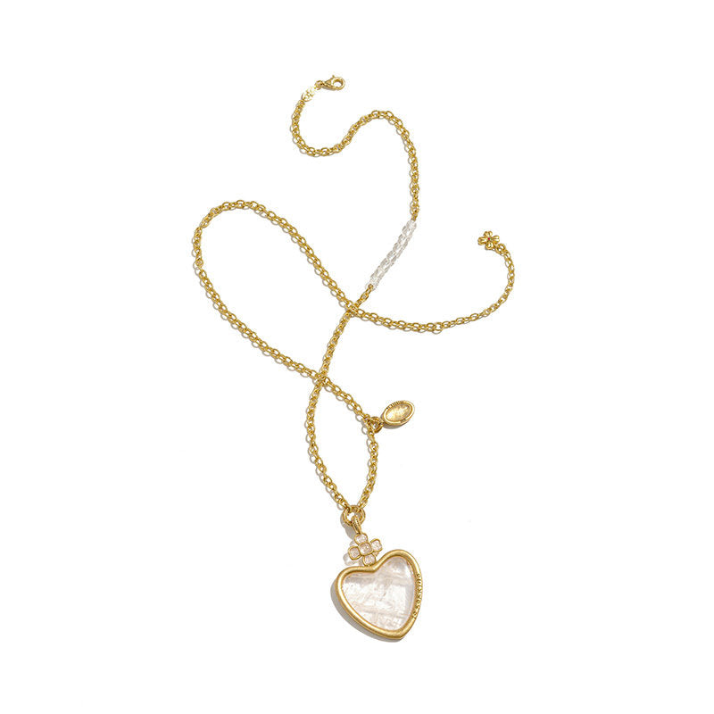 tokokkino “Sea Heart” White Crystal Heart-Shaped Necklace
