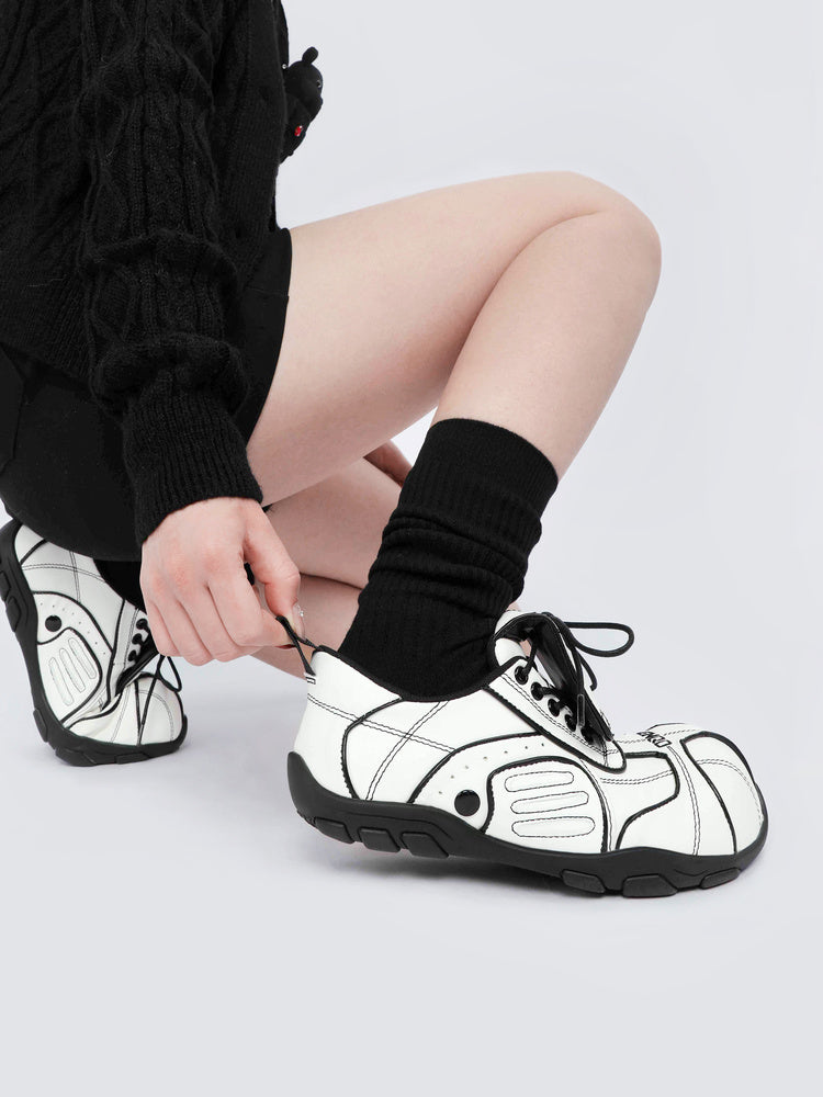 Fold-Over White Trainer Sneakers