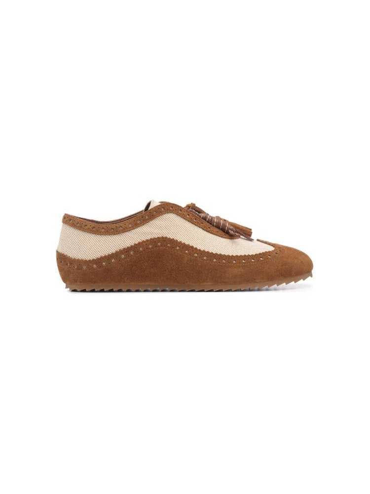 Leather Canvas Brogue Platform Sneakers