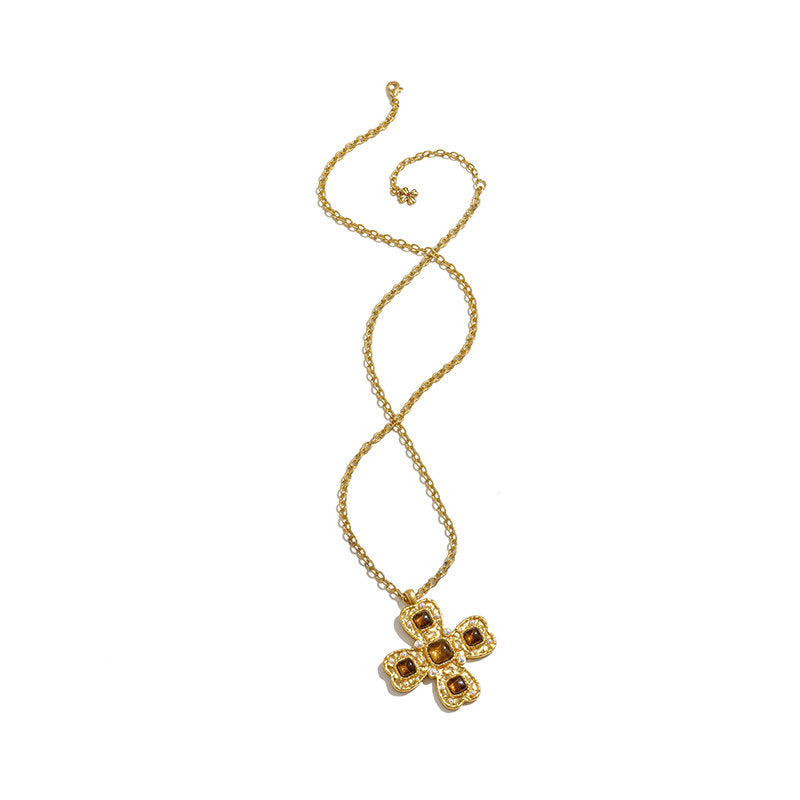tokokkino “Polyphonic” Retro Two-Tone Bow Flower Long Necklace