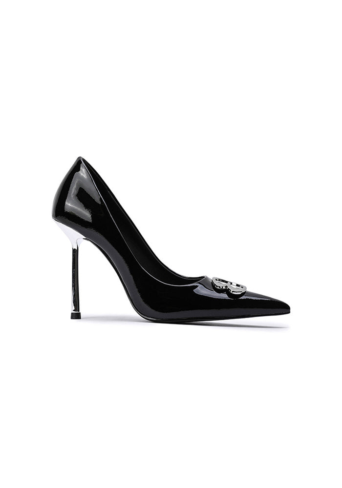 Pointed Toe Stiletto Pumps 10CM Metal Butterfly Blade Ornament Avant-Garde Designer High Heels