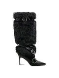 Night Hunt Faux-Fur Buckle Stiletto Boots