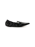 Ruched Pointed-Toe Buckle Flats