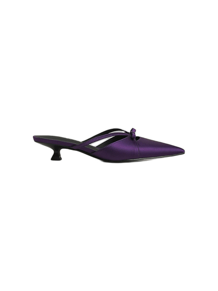 Noctis Purple Bow Kitten Heel Mules