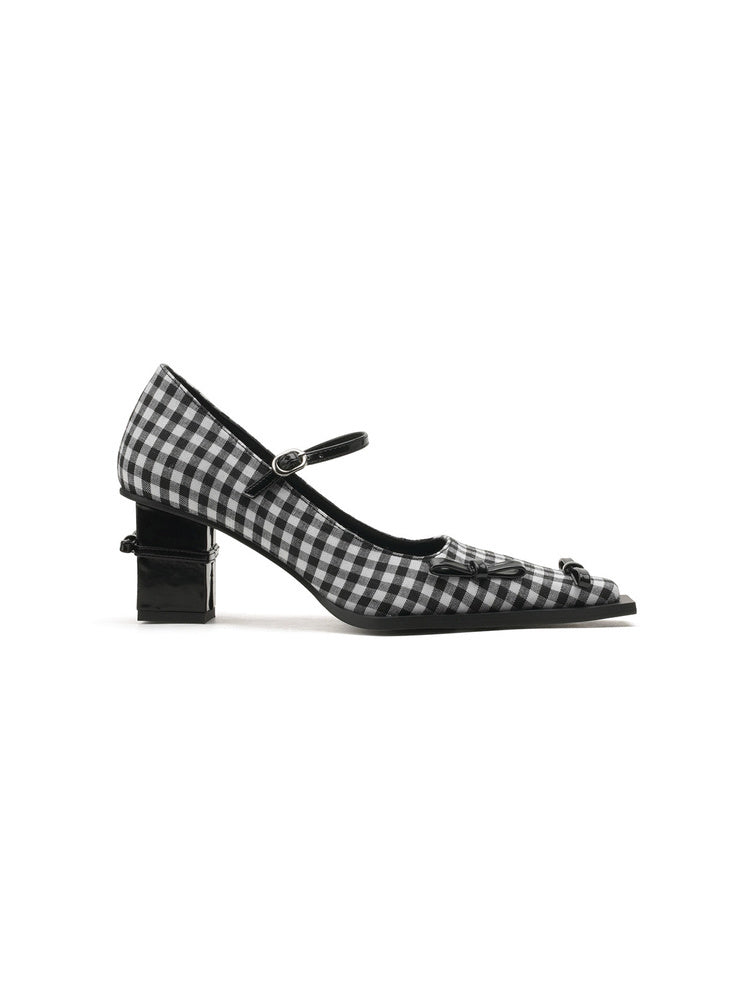Prelude Gingham Mary Jane Block Heel Pumps