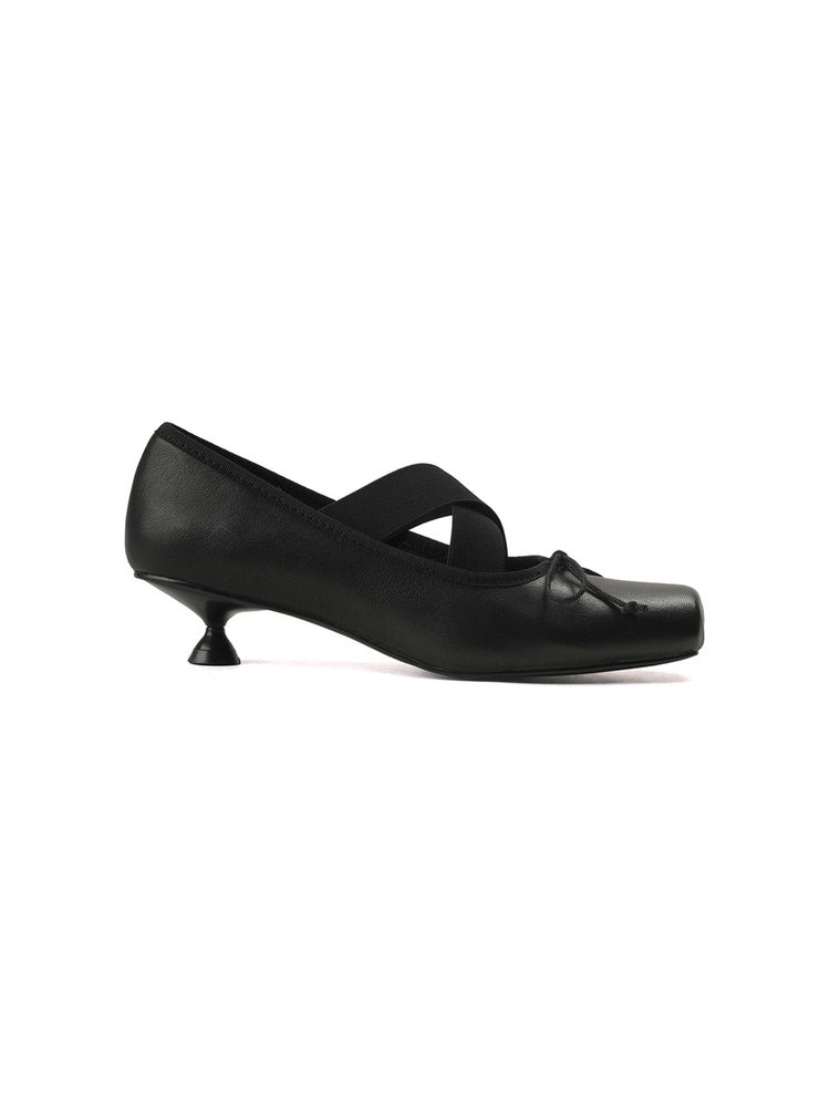 String Veil Strap Kitten Heel Pumps