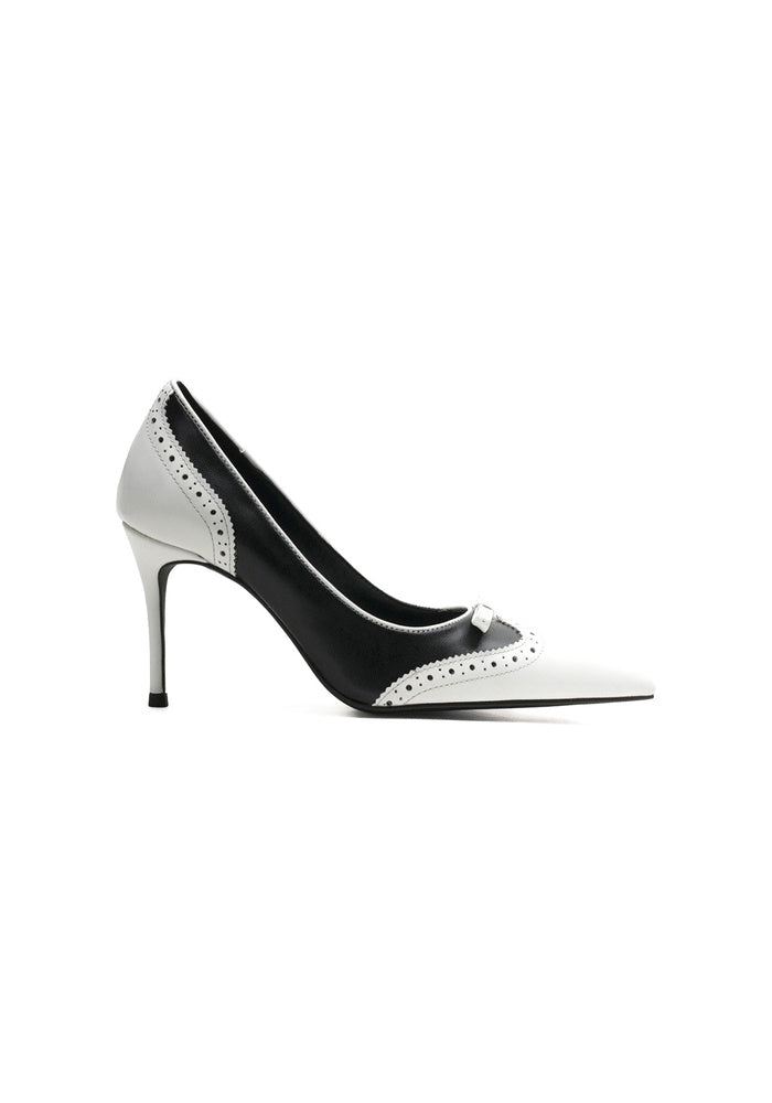 Brogue Stiletto Pumps 8.5CM Vintage Two-Tone Pointed Toe High Heels