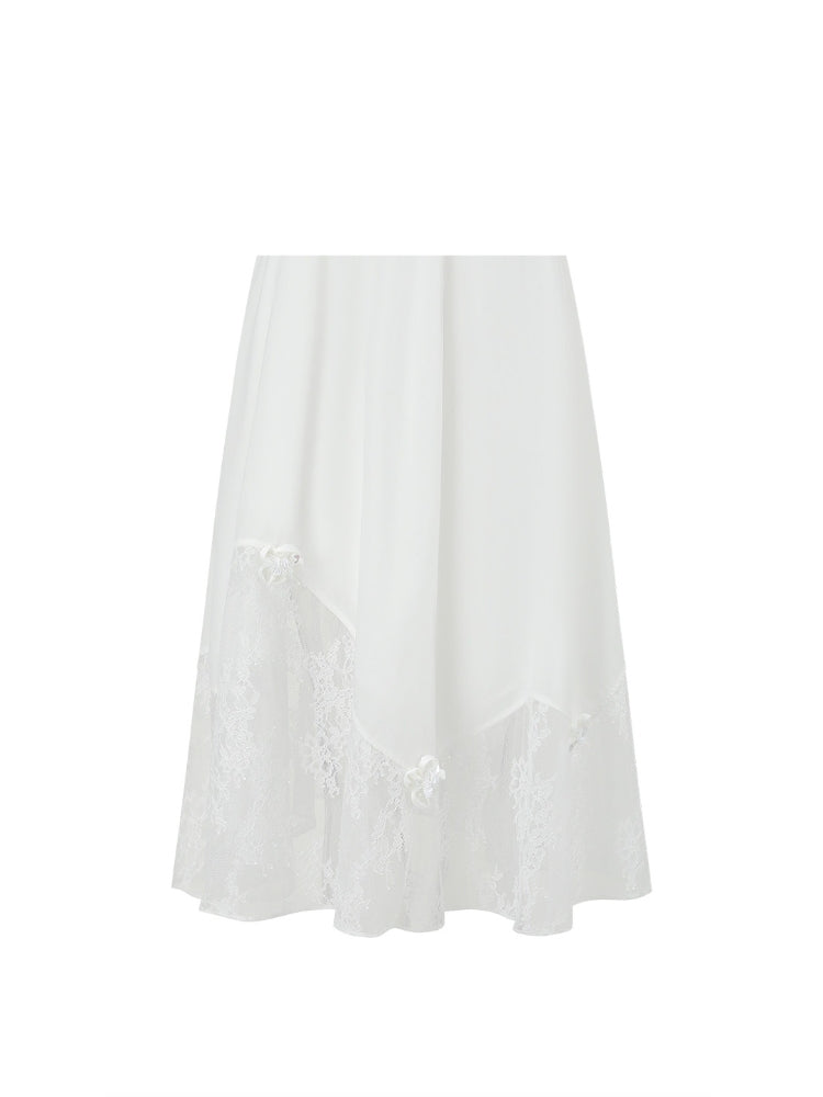 SHROENRO Fashionable Lace-Panel Skirt with a Sweet, Girly Aesthetic