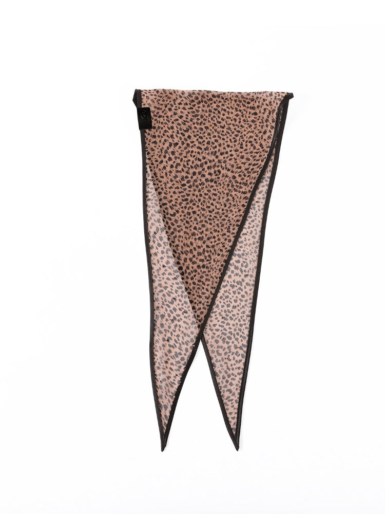 Dpercent Shiny Jacquard Leopard-Print Headband with White Polka Dots and Short Neck Scarf Accessory