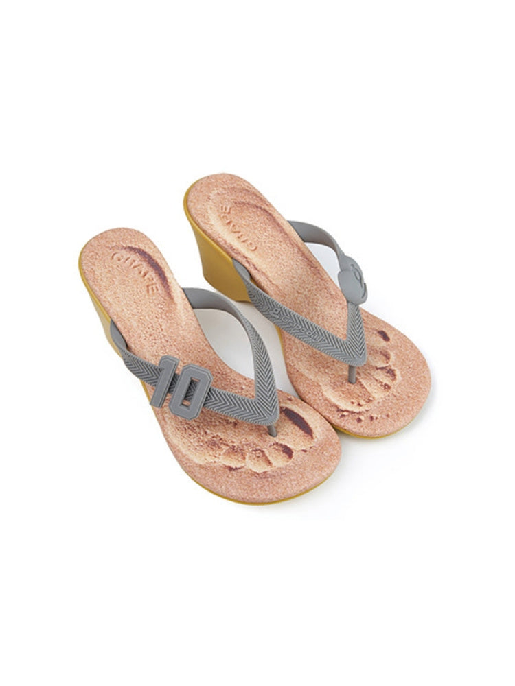 GRAPE SUN-TANNING Flip-Flops Wedge Heel Sandals