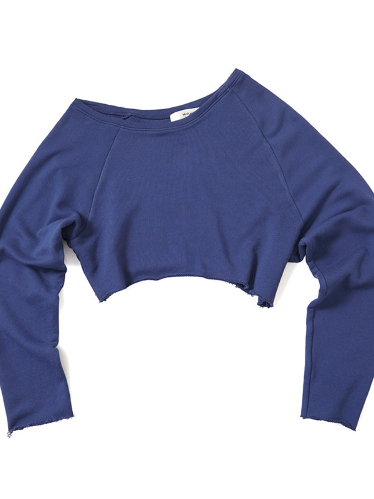 MEDIUM WELL One-Shoulder Cropped Sweatshirt