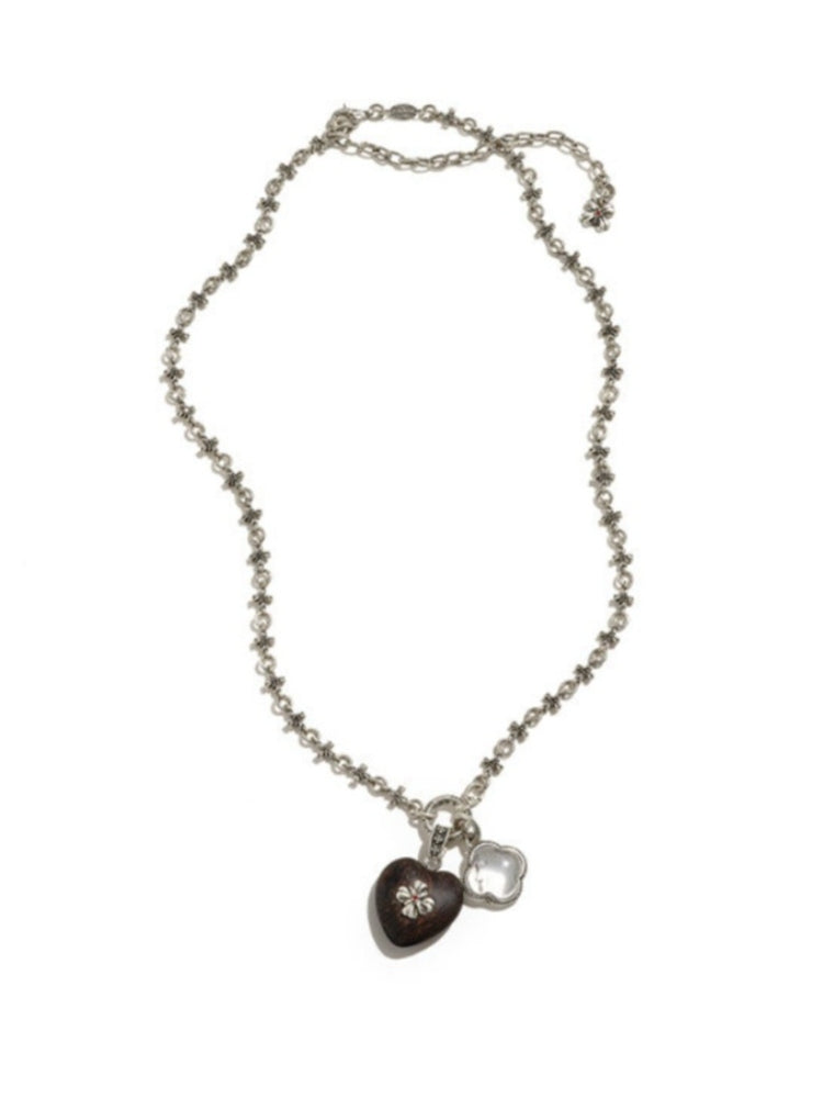 tokokkino “Collision” Crystal Rosewood Silver-Plated Heart Necklace