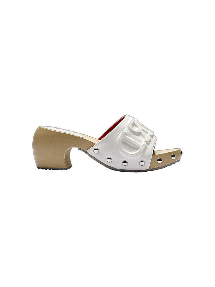 GRAPE New White 3D Letter-Print Clogs: Fashionable Sandals and Open-Toe Slippers
