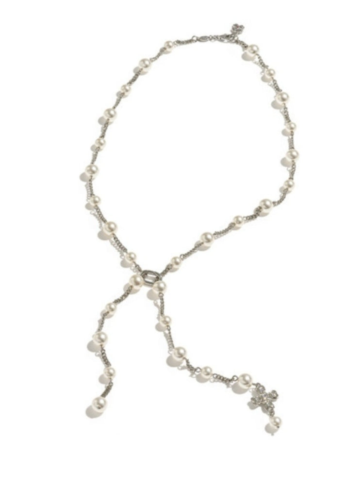 tokokkino “Light Pearl” Butterfly Flower Pearl Long Necklace