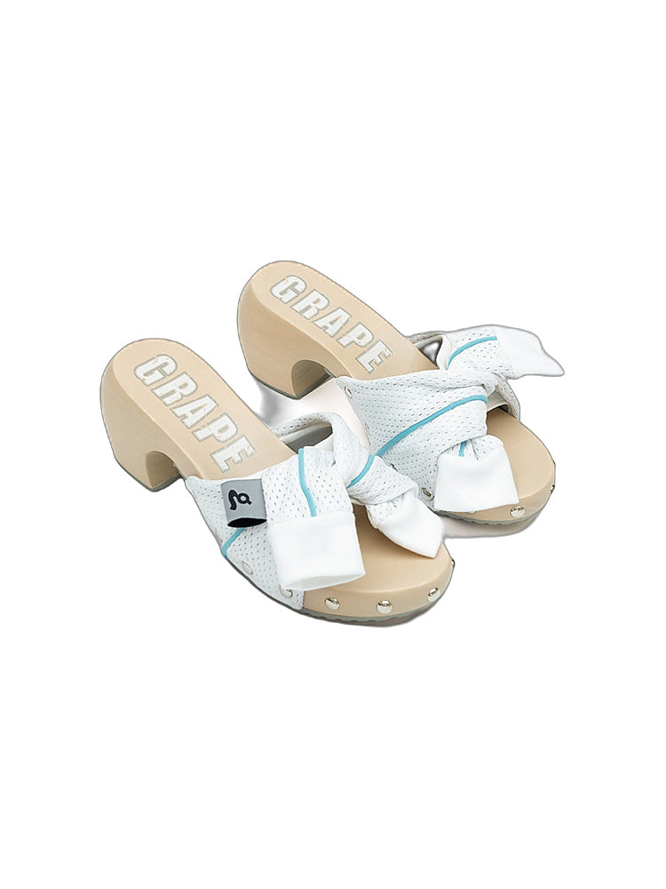 GRAPE 10th Anniversary Edition Sweat-Sleeve Sports-Style Custom-Made Wooden-Soled High-Heeled Platform Sandals for Women (Summer)