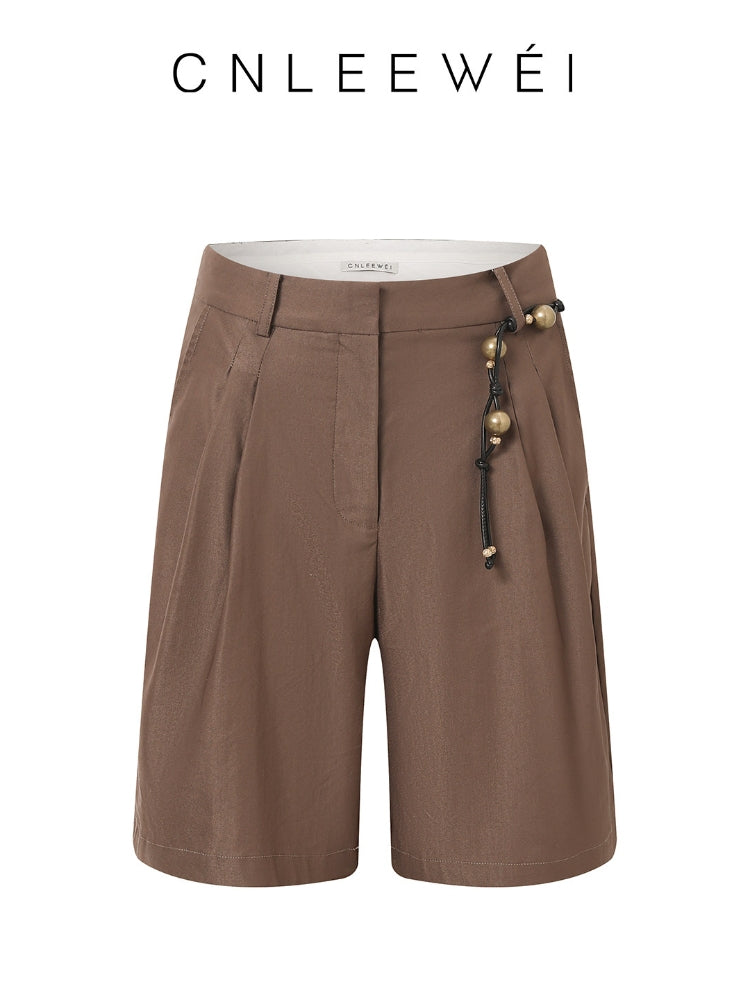 CNLEEWEI Waist Chain Bermuda Shorts and Casual Dress Pants