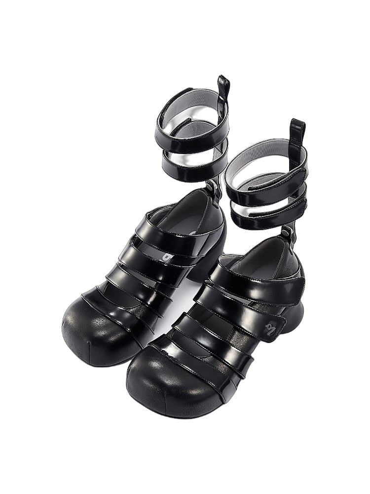 GRAPE Hotel 23SS Original Design Detachable Strap Velcro Mary Jane Roman Sandals