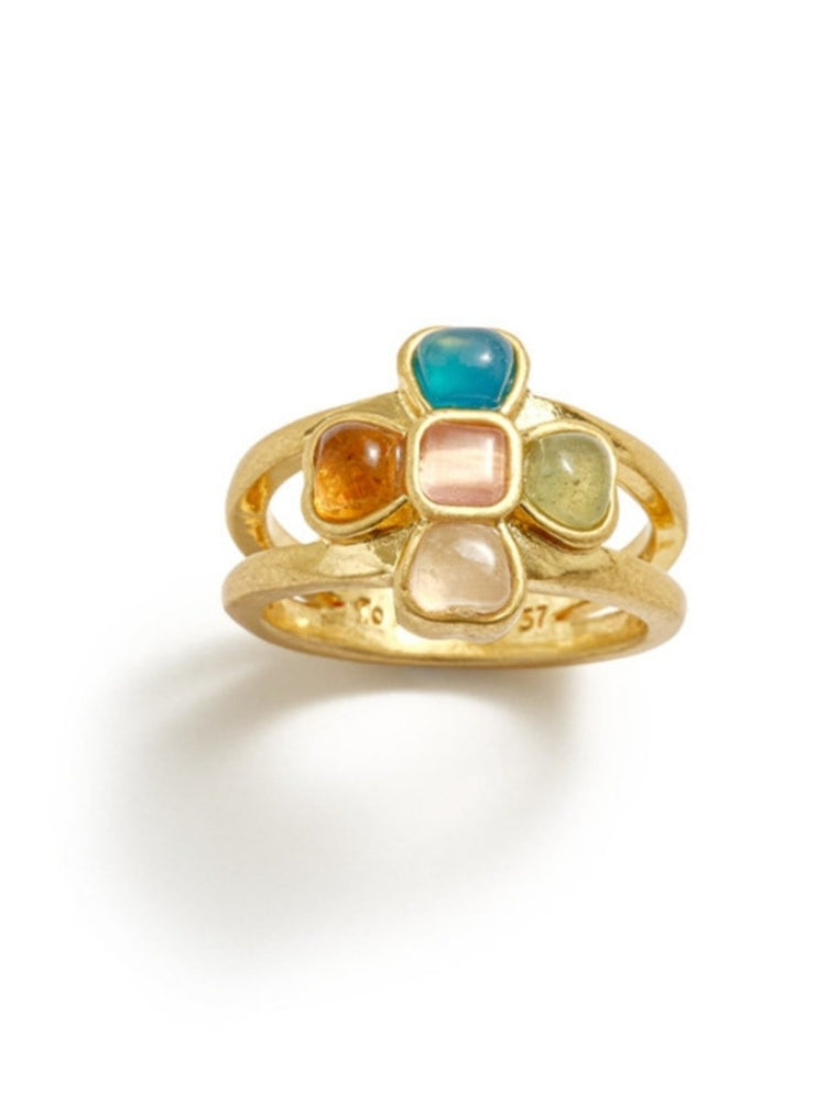 tokokkino “Colorful Stone Dream” Multi-Color Bow-Shaped Openwork Ring