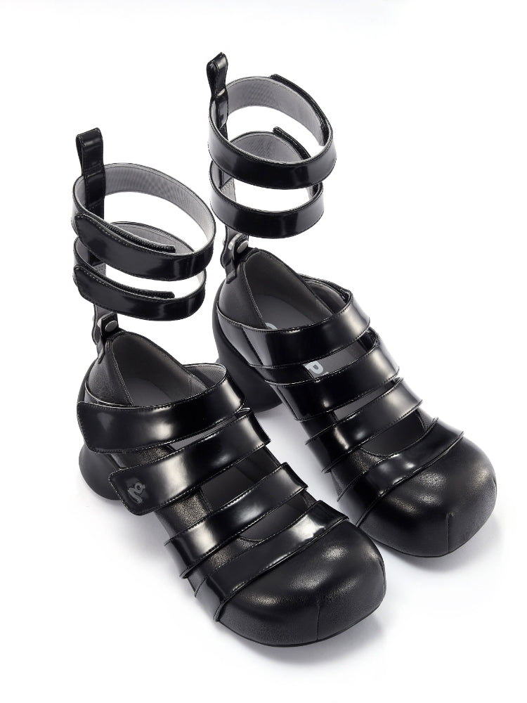 GRAPE Hotel 23SS Original Design Detachable Strap Velcro Mary Jane Roman Sandals
