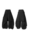 Spatial Relationship (Layered) Double-Waistband Nylon Detachable Back Panel Loose Curved-Leg Silhouette Casual Pants