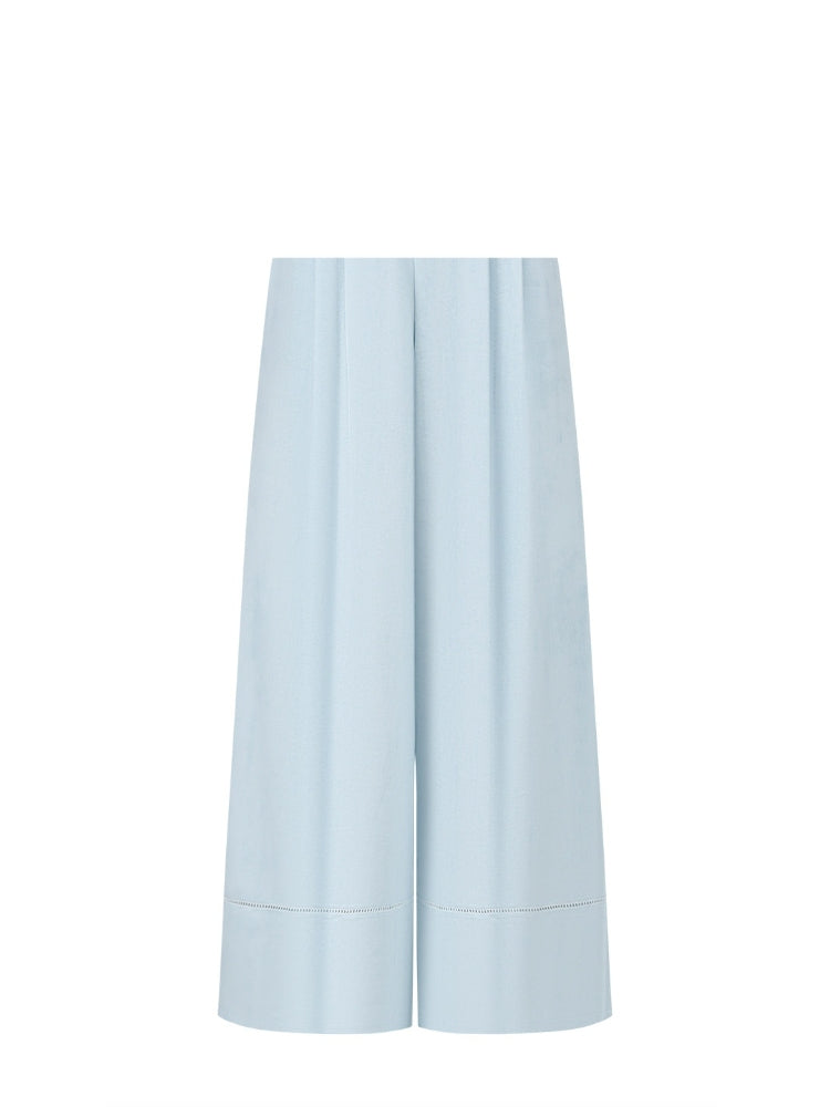 SHROENRO Women's Casual Wide-Leg Pants with Openwork Lace Design and a Relaxed, Loose Fit