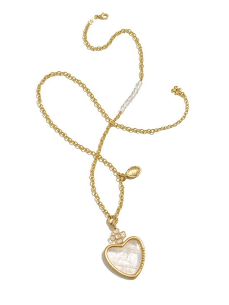tokokkino “Sea Heart” White Crystal Heart-Shaped Necklace