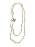 tokokkino “Gray and White Concept” Minimalist and Versatile Long Necklace with Two-Tone Pearl Bow