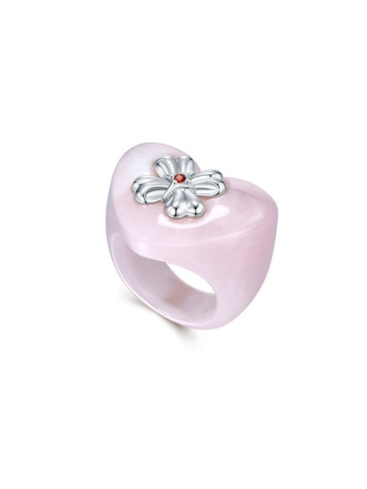TOKOKKINO Multicolored Heart-Shaped Acrylic Ring