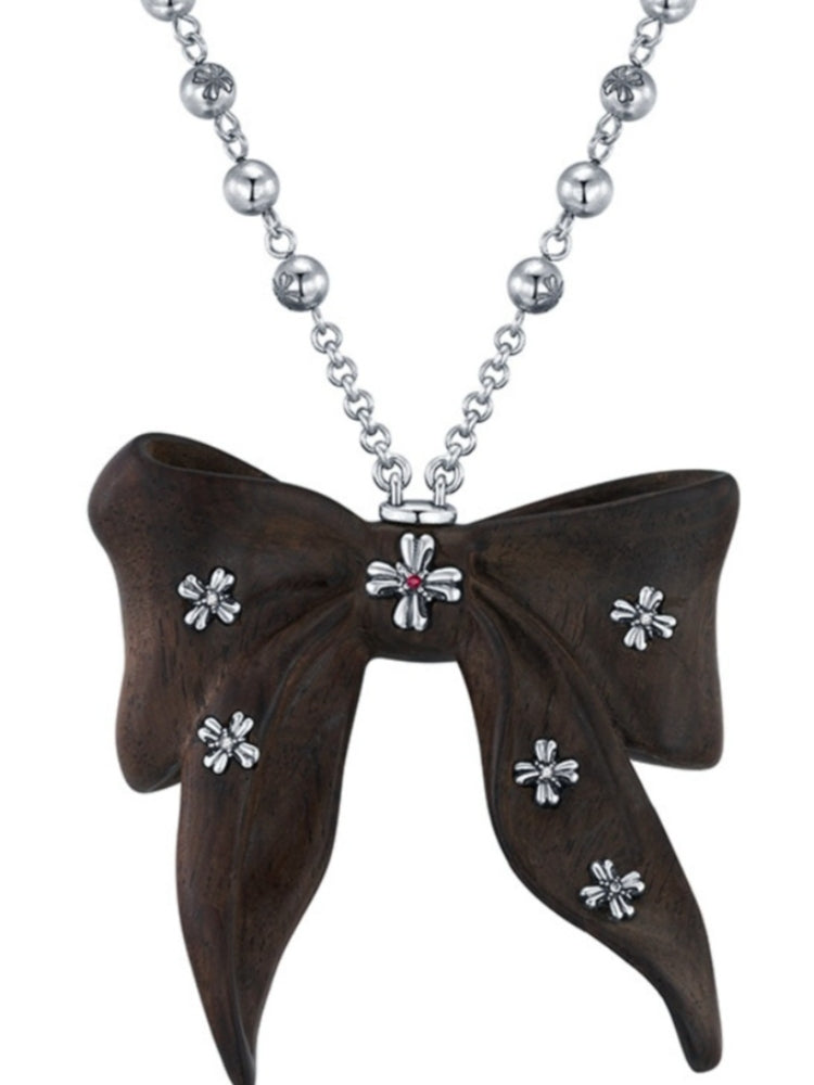 TOKOKKINO Wooden Bow Logo Long Necklace