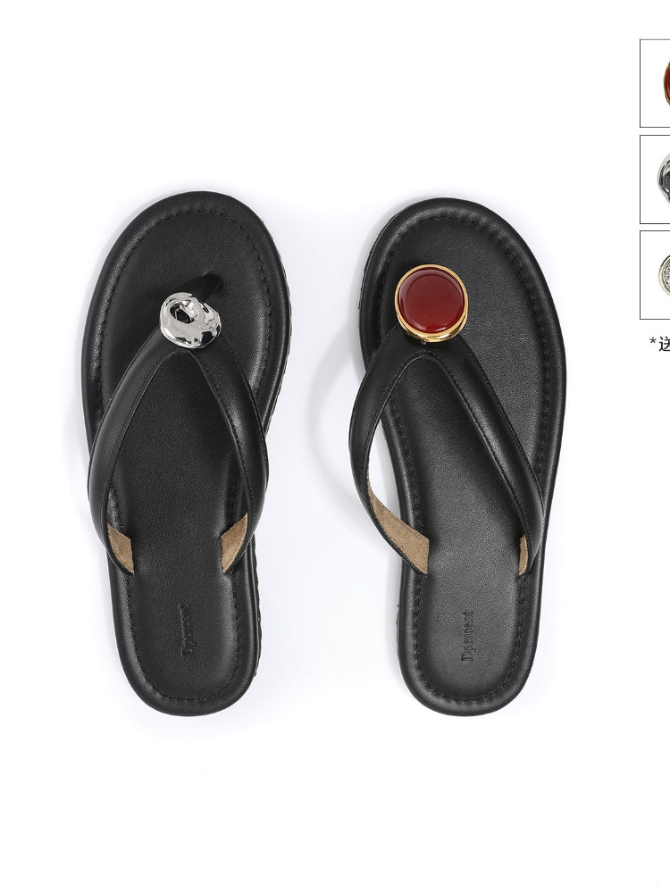 Dpercent Lightweight Leather and Suede Mix-and-Match Flip-Flops
