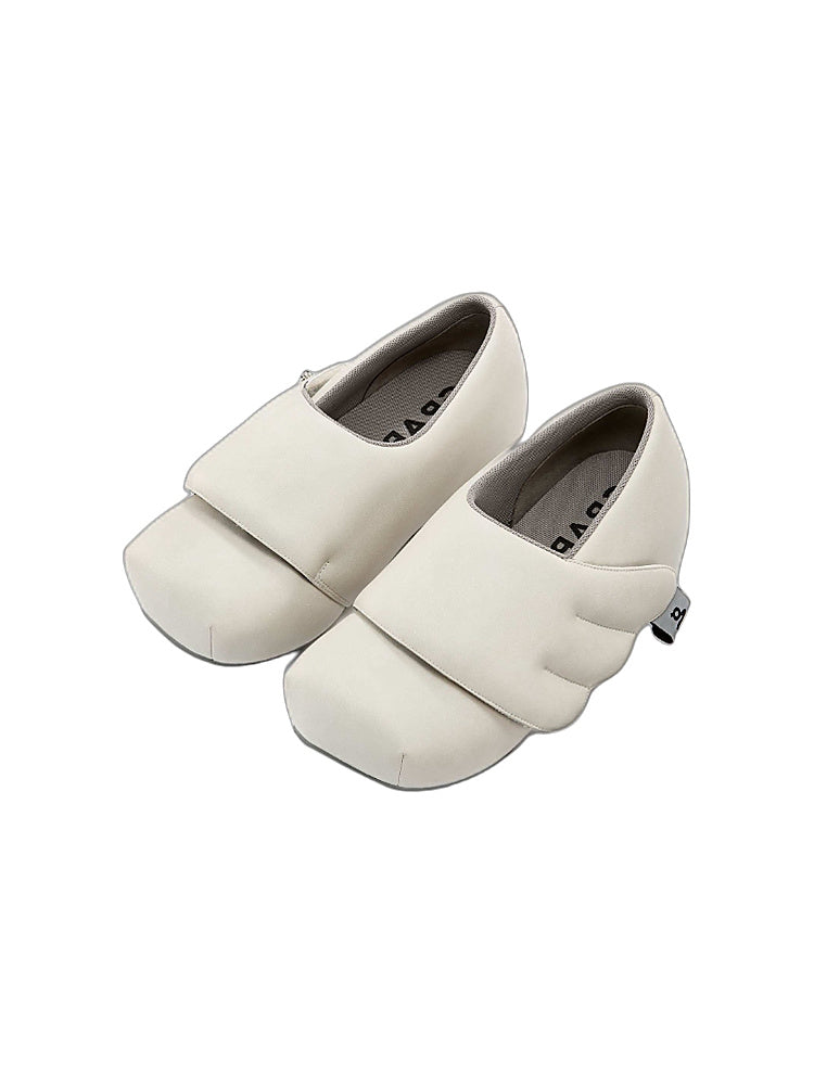 GRAPE Hotel Collection: Original Off-White Winged Velcro Loafers with Built-in Heels and Thick Soles