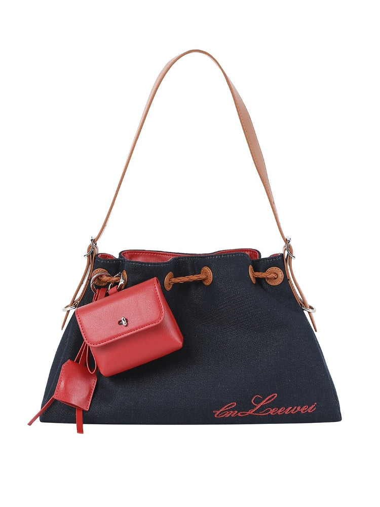 CNLEEWEI Vintage Embroidered Patchwork Color-Block Handbag