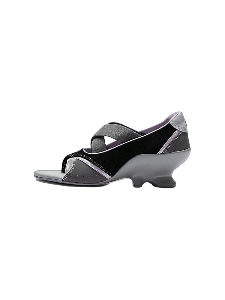GRAPE Designer Black Wedge Heel Sandals