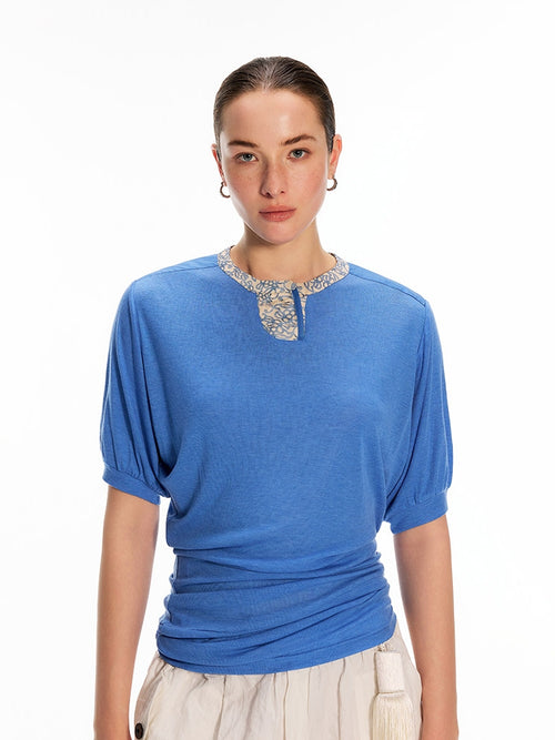 Asymmetrical-Pocket, Textured Silk-Like, 7/8-Length, Wide-Leg, Relaxed-Fit, Stretch-Waist, Balloon Pants