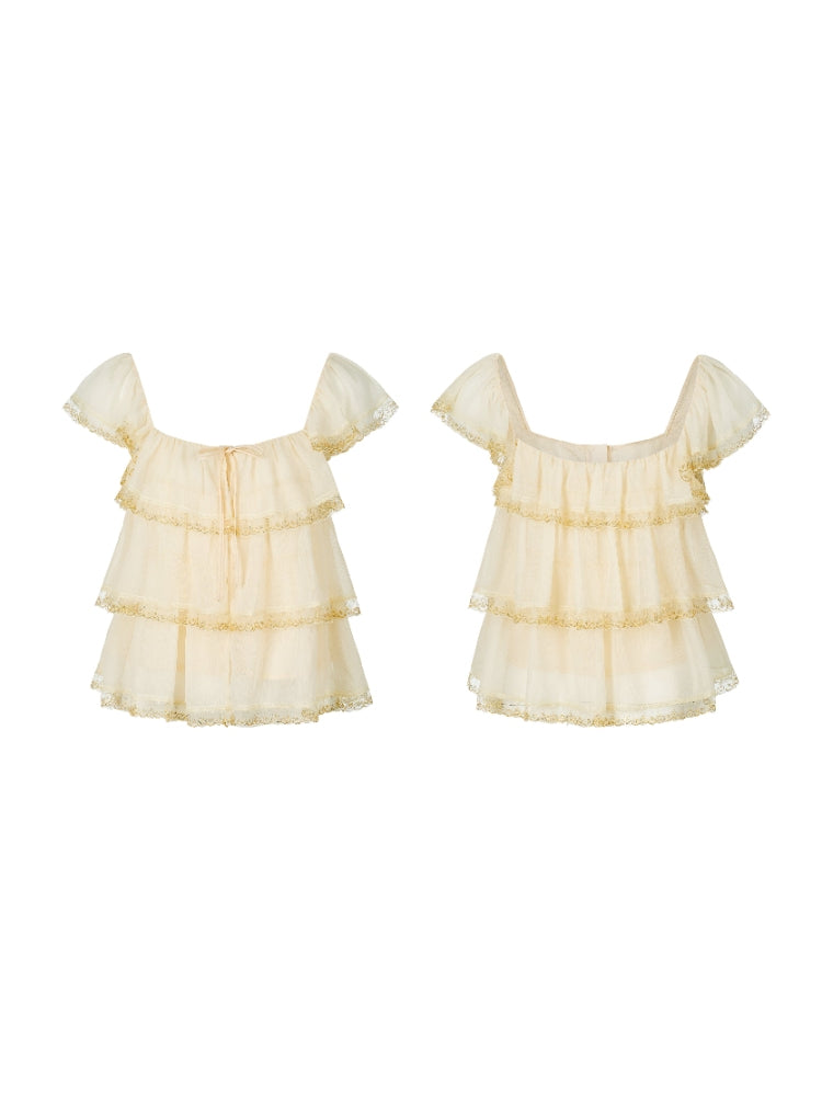 Tamil Day-to-Night Blouse: French Vintage Lace and Tulle Patchwork Blouse