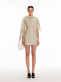Dpercent Acetate Two-Tone Detachable Asymmetrical Shawl Modern Polka-Dot Tank Dress