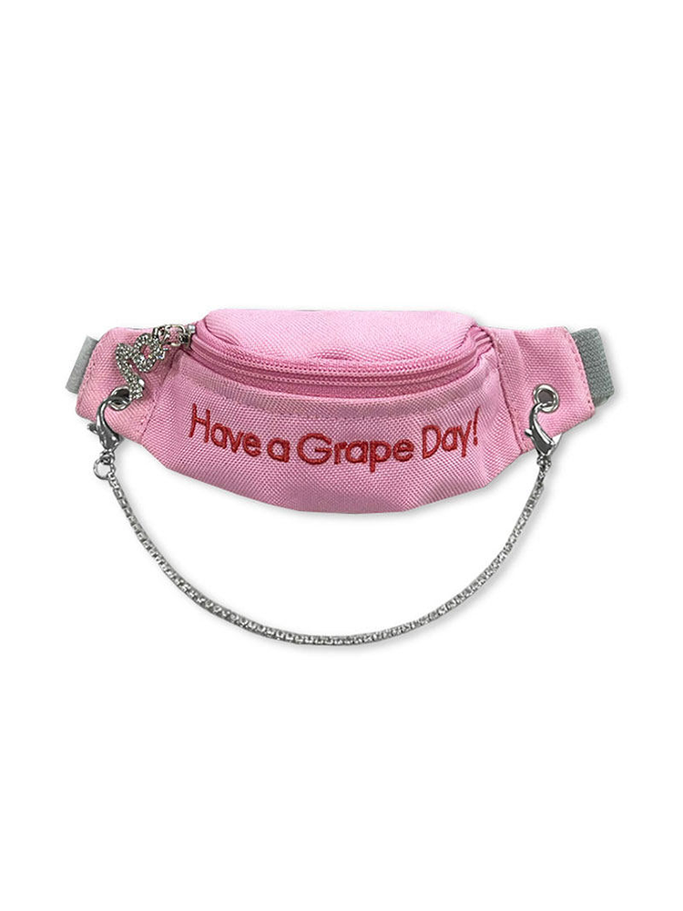 GRAPE New Arrival: Slogan Three-Color Chain Wristlet